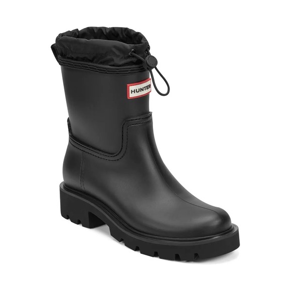 Hunter Shoes - Hunter Womens Explorer Rain Boots Black Matte Mid-Calf Lug Sole Toggle Cuff 11M